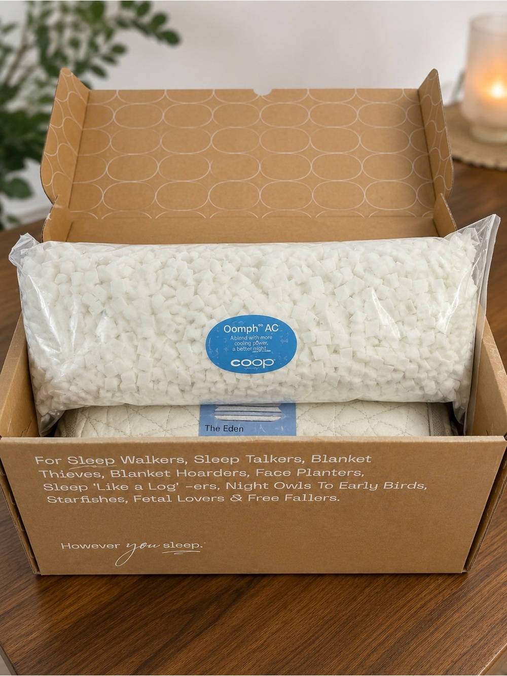 Coop Home Goods The Eden King Pillow NWT Adjustable Memory Foam